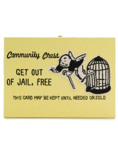 Shop Olympia Le-tan Get Out Of Jail Free Clutch In Yellow