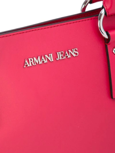 Shop Armani Jeans Logo Plaque Tote - Red