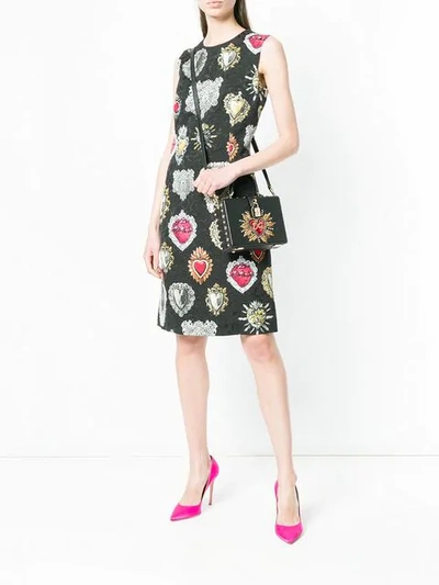 Dolce & Gabbana Dolce Box Bag In Dauphine Calfskin With Patch Heart In Black