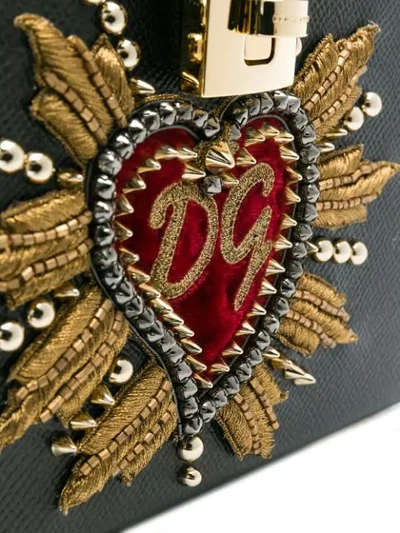 Dolce & Gabbana Dolce Box Bag In Dauphine Calfskin With Patch Heart In Black