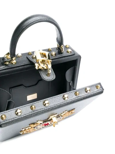 Dolce & Gabbana Dolce Box Bag In Dauphine Calfskin With Patch Heart In Black