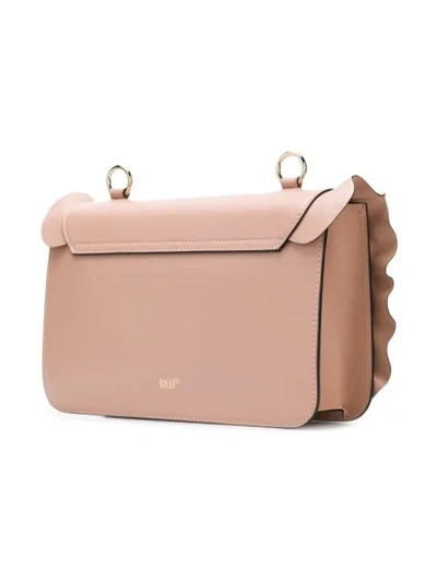 Shop Red Valentino Red(v) Ruffle-trimmed Shoulder Bag - Neutrals