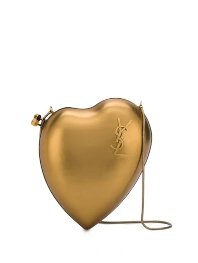 Shop Saint Laurent Love Box Crossbody Bag In Gold