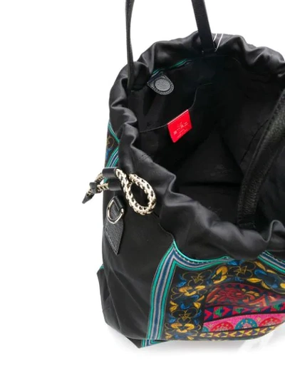 Shop Etro Embroidered Drawstring Bag In Black