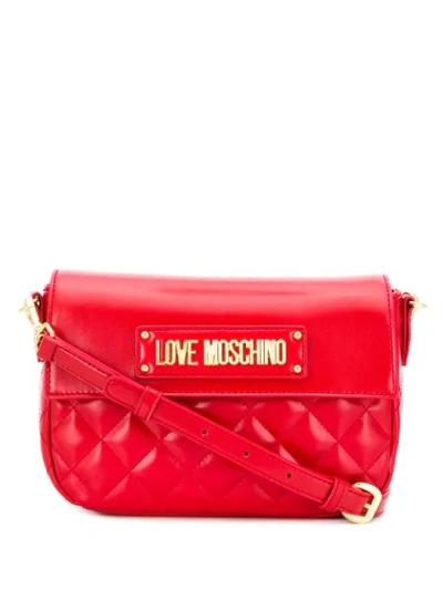 Shop Love Moschino Quilted Cross Body Bag In Red
