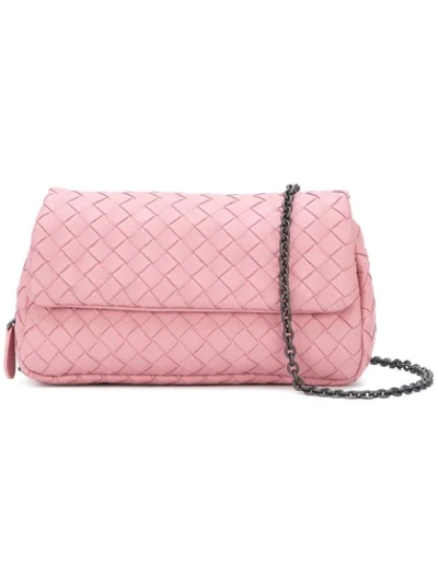 Shop Bottega Veneta Boudoir Intrecciato Nappa Messenger Bag - Pink