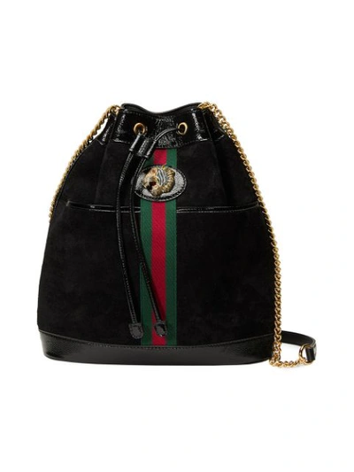 Shop Gucci Rajah Medium Bucket Bag In Black