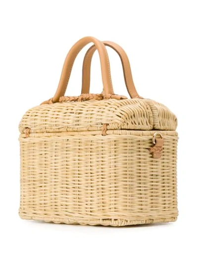 Shop Ulla Johnson Square Woven Tote In Neutrals