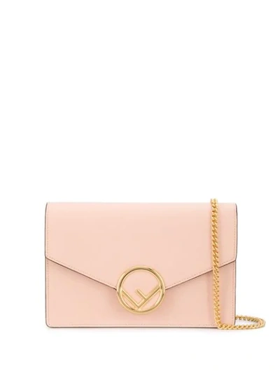 Shop Fendi Logo Plaque Envelope Clutch In Pink