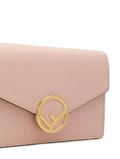 Shop Fendi Logo Plaque Envelope Clutch In Pink