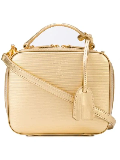 Shop Mark Cross Baby Laura Crossbody Bag In Gold