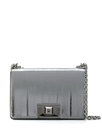 Shop Furla Mimi Cross Body Bag In Silver