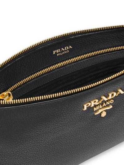 Shop Prada Logo Plaque Shoulder Bag In Black