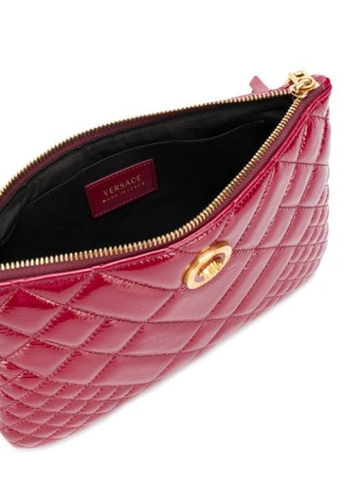 Shop Versace Quilted Medusa Clutch In Ksrot Bordeaux