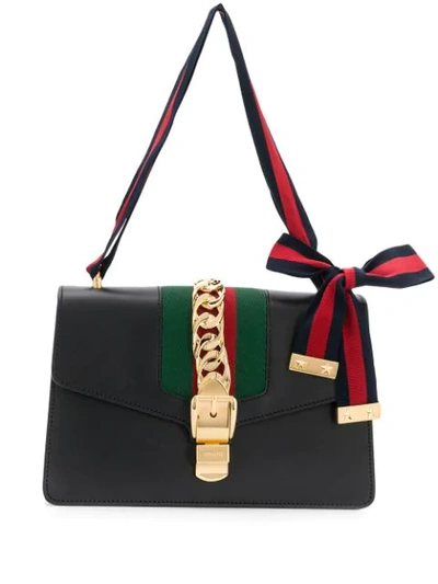 Shop Gucci Sylvie Small Shoulder Bag In Black