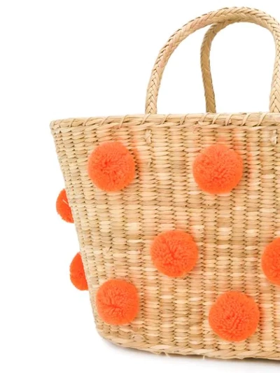 Shop Nannacay Woven Pom Pom Bag In Neutrals