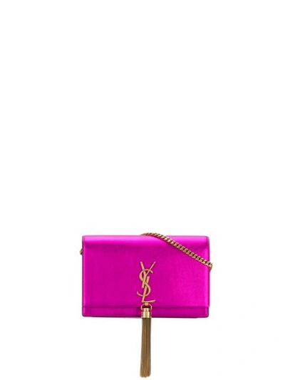 Shop Saint Laurent Kate Tassel Chain Wallet In Pink