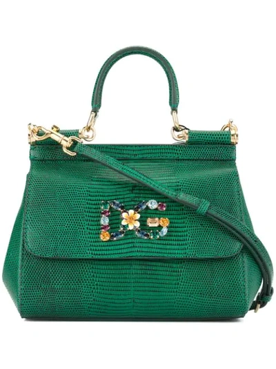 Shop Dolce & Gabbana Mini Sicily Shoulder Bag In Green