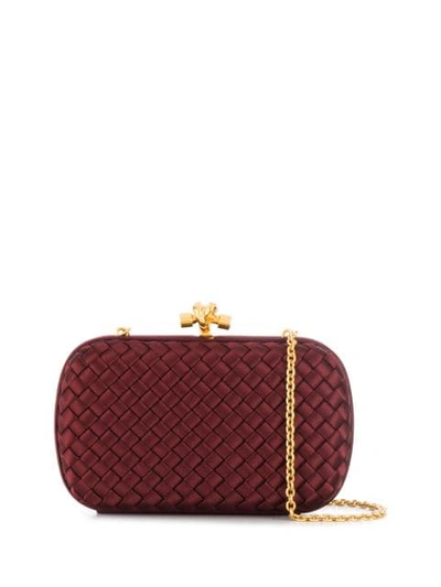 Shop Bottega Veneta Chain Knot Clutch In Red