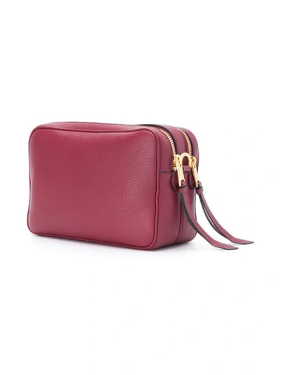 Shop Prada Saffiano Double Zip Crossbody Bag - Red