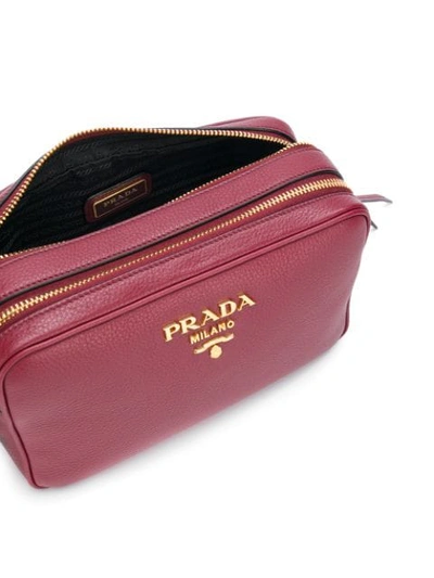 Shop Prada Saffiano Double Zip Crossbody Bag - Red