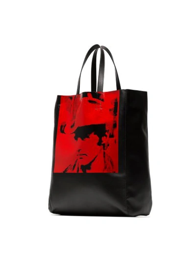 black and red Andy Warhol leather tote