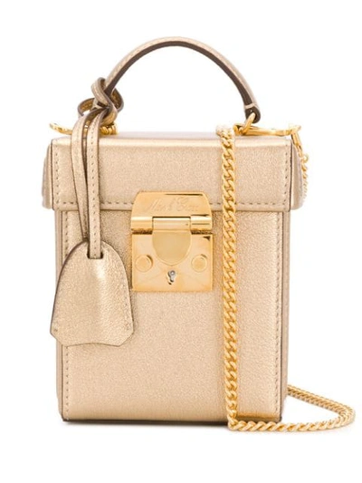 Mark Cross Stitching Detail Mini Tote Bag In Gold