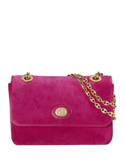 Shop Gucci Small Suede Shoulder Bag In Pink