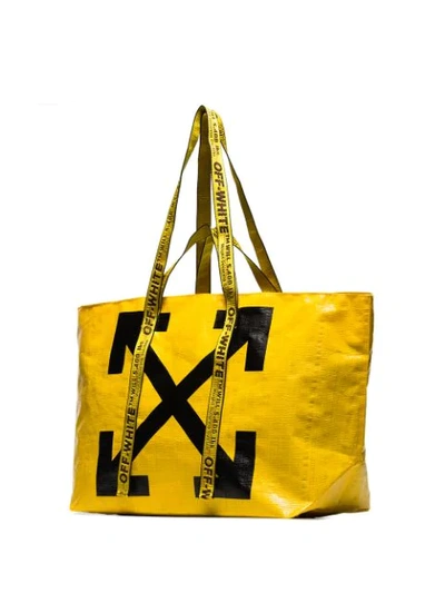 Shop Off-white Diagonal Arrows Logo Print Tote In Yellow