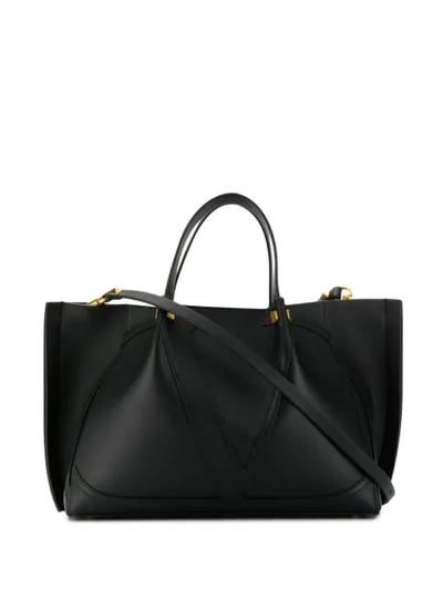 Shop Valentino Vlogo Tote Bag In Black