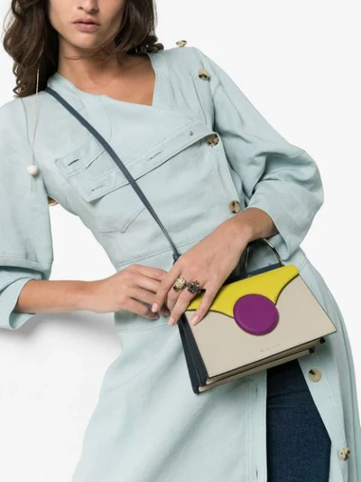 Shop Danse Lente White Phoebe Mini Leather Crossbody Bag In Blue