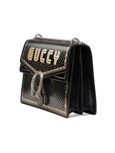 Shop Gucci Black And Gold-tone Medium Guccy Dionysus Shoulder Bag