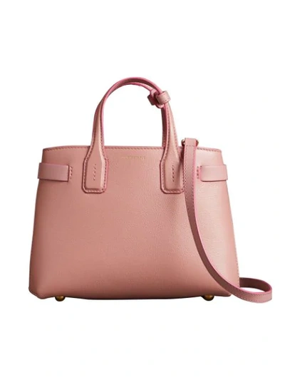 Shop Burberry The Small Banner In Leather In Dusty Rose