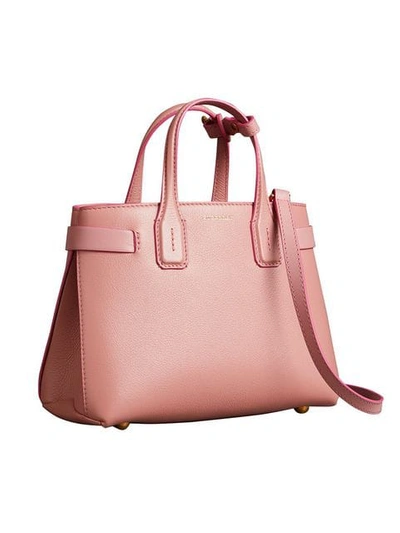 Shop Burberry The Small Banner In Leather In Dusty Rose