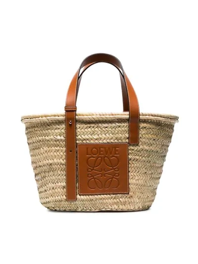 Shop Loewe Logo Medium Basket Bag In Neutrals