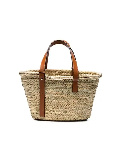 Shop Loewe Logo Medium Basket Bag In Neutrals
