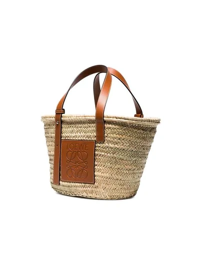 Shop Loewe Logo Medium Basket Bag In Neutrals