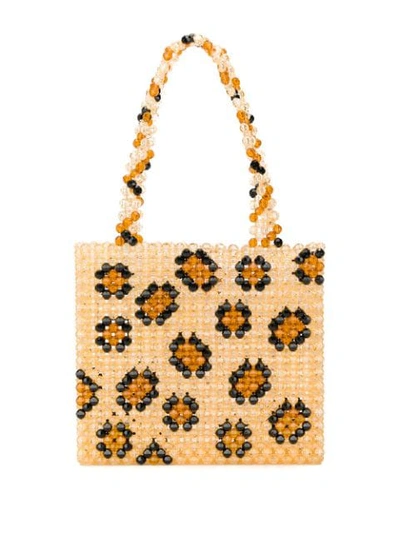 SUSAN ALEXANDRA ANIMAL PRINT BEADED BAG - 大地色