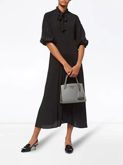 Shop Prada Monochrome Saffiano Leather Bag In Grey