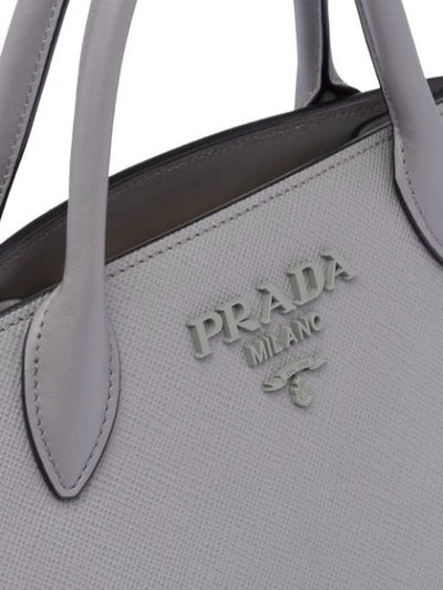 Shop Prada Monochrome Saffiano Leather Bag In Grey