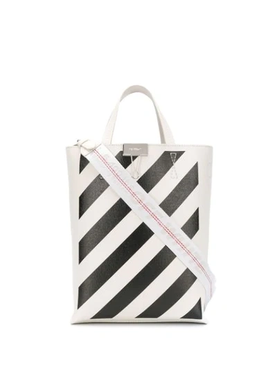 Shop Off-white Diagonal Stripes Tote In White