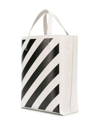 Shop Off-white Diagonal Stripes Tote In White