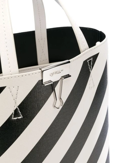 Shop Off-white Diagonal Stripes Tote In White