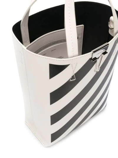 Shop Off-white Diagonal Stripes Tote In White