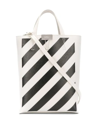 Shop Off-white Diagonal Stripes Tote In White