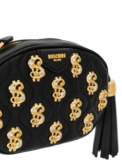 Shop Moschino Dollar Sign Crossbody Bag In Black