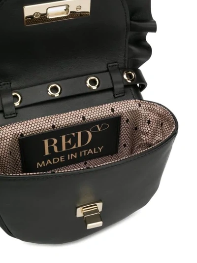 Shop Red Valentino Red(v) Mini Rock Ruffles Crossbody Bag In Black