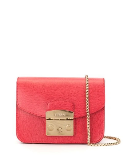 Shop Furla Push Lock Handbag In Red