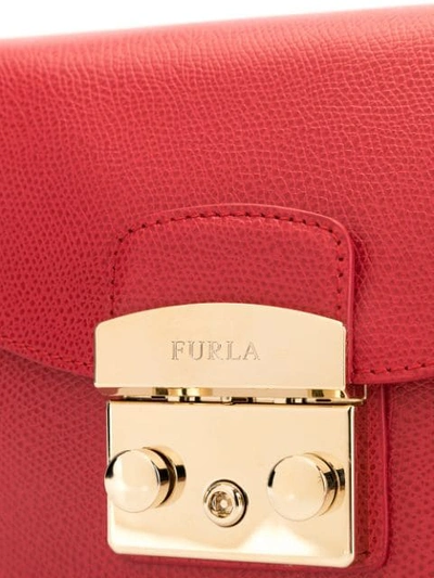 Shop Furla Push Lock Handbag In Red