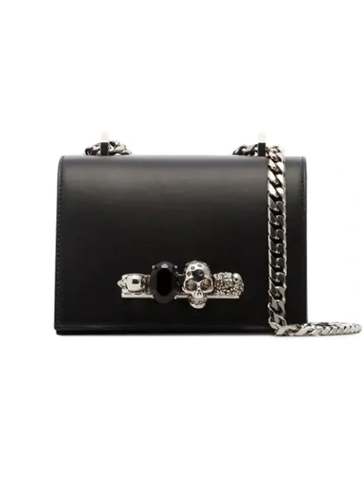 Shop Alexander Mcqueen Small Jewelled Satchel Bag - Black